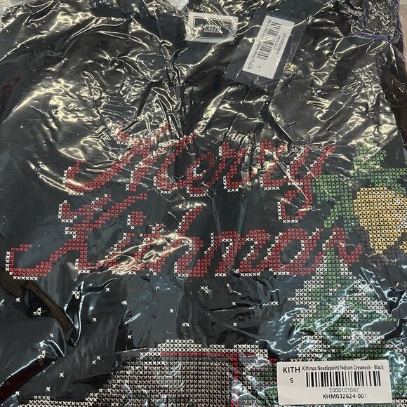Size S - Kith Kithmas Needlepoint Nelson Long Sleeve Crewneck Black - Small NWT - Picture 7 of 7